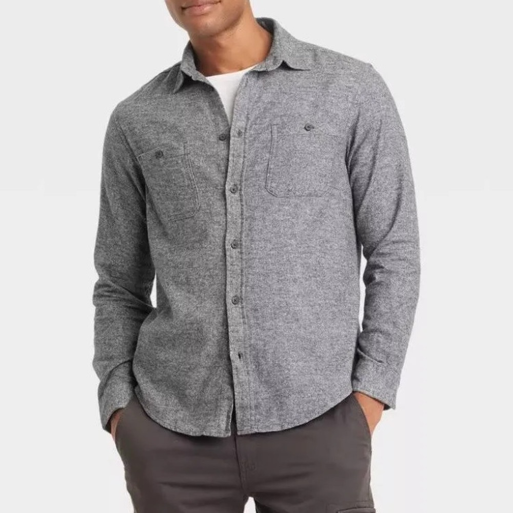Goodfellow & Co. Gray Mid-Weight Button-Up Flannel